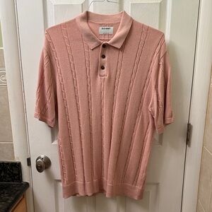 Old Navy Men's Light Pink Textured Polo Shirt